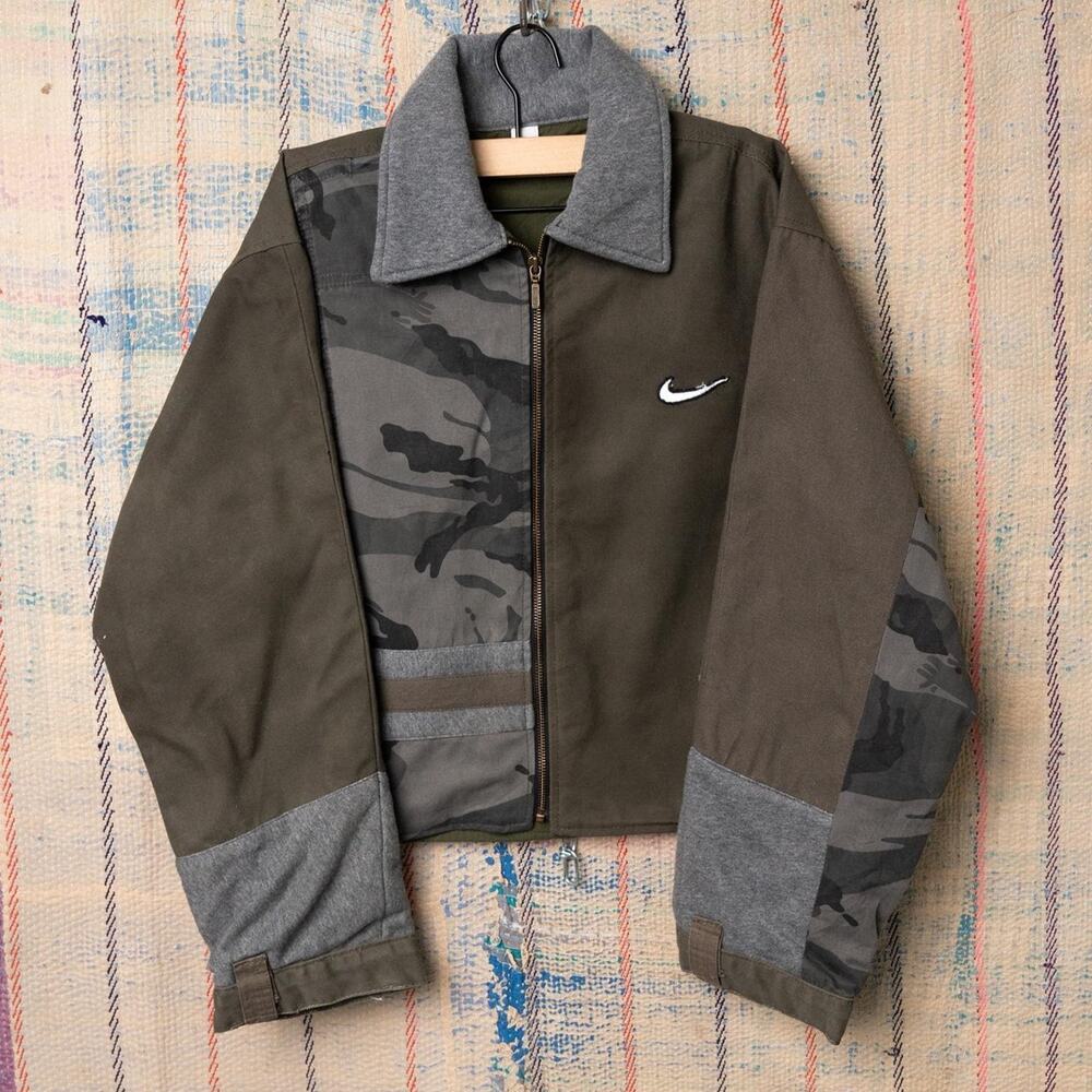 Custom upcycled cropped nike jacket